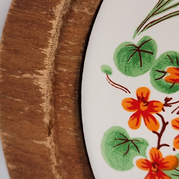 Vintage Mid Century Modern Wood Cheese Charcuterie Board - Retro ceramic tile - Picture 3 of 16